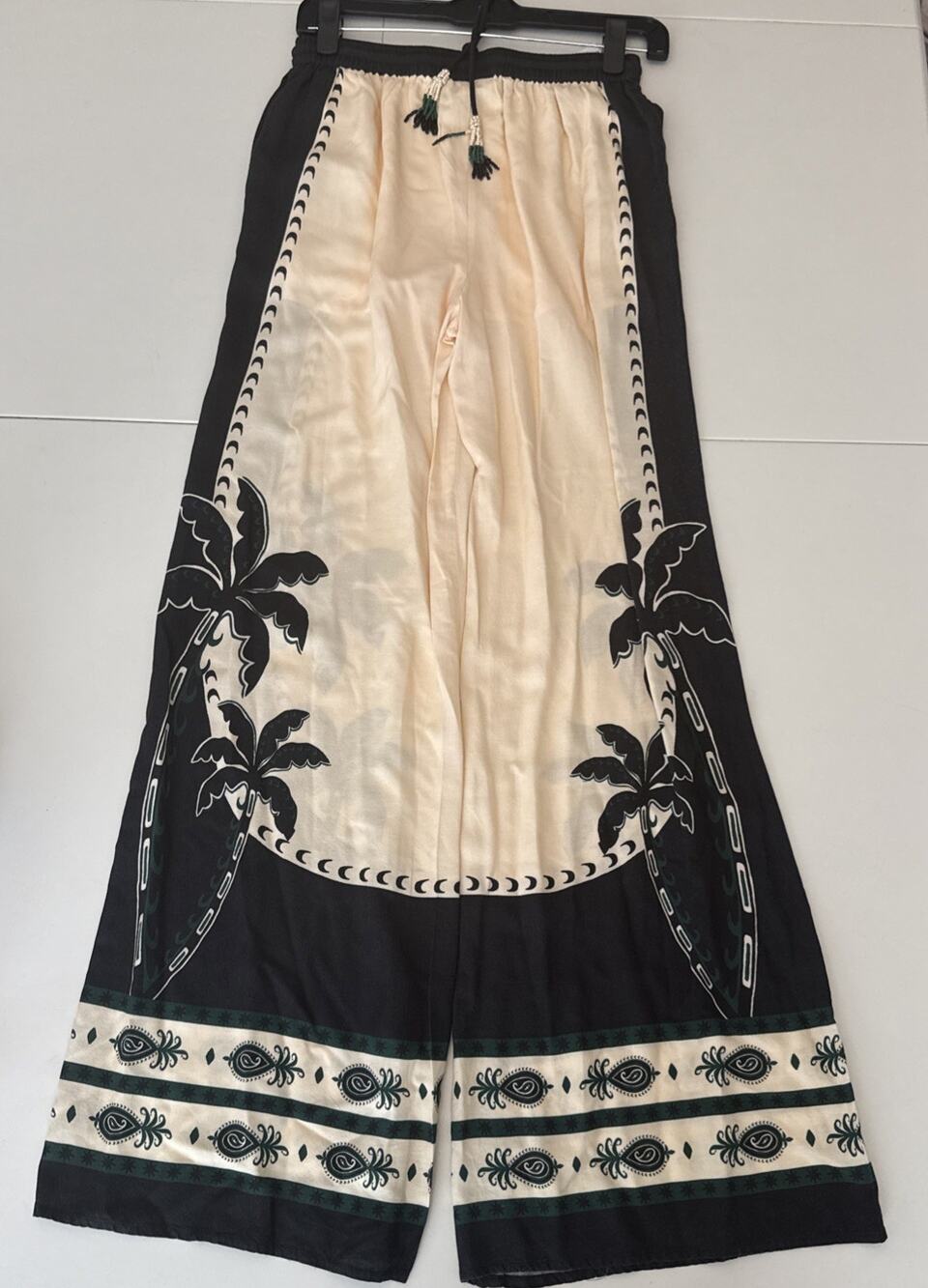 Farm Rio x Anthropologie Martina Pull On Pants Wide Leg Size Xs 100% Silk